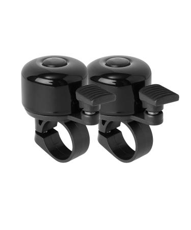 Binudum Bike Bell 2 Pack with Loud Melodious Sound Classic Mini Bicycle Bell for Kids Adults Bike Horn for Road, Mountain Bike for Scooter, MTB, BMX Black 2 Pcs