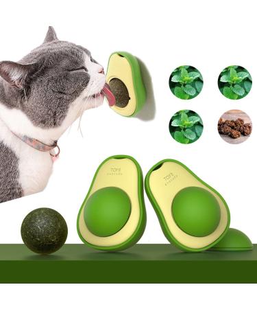 Avocado Catnip Wall Ball Cat Toys Catnip ,Snack Healthy Rotatable Treats Toys Kitten Playing Toy,Edible Cat Licking Ball(2PCS) Catnip & Catnip