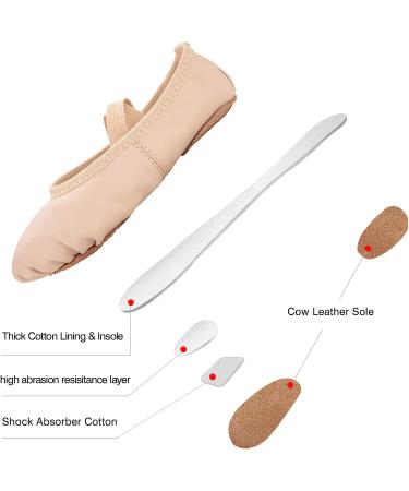 RoseMoli Ballet Shoes - Leather Yoga Ballet Slippers for Girls/Women, Nude, Size 3.5 - Buy Online on GoSupps.com
