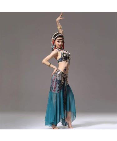 Belly Dance Practice Costume Set - Medium Green Skirt and Tribal Top - Buy Online on GoSupps.com