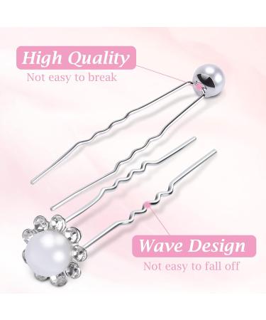 25 Wedding Hairpins - Bridal Jewelry U-Shaped Rhinestone Hair Clips with Pearls & Flowers for Brides & Girls - International Shipping - Buy Online on GoSupps.com