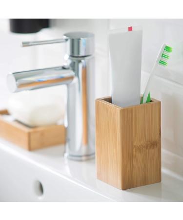 Buy HSTHE Sea Nature Teach Panse - Eco-Friendly Bamboo Tooth Cleaning Cup for Bathroom | Square Natural Design | High-Quality HBT 14x9.5x9.5 cm - Buy Online on GoSupps.com