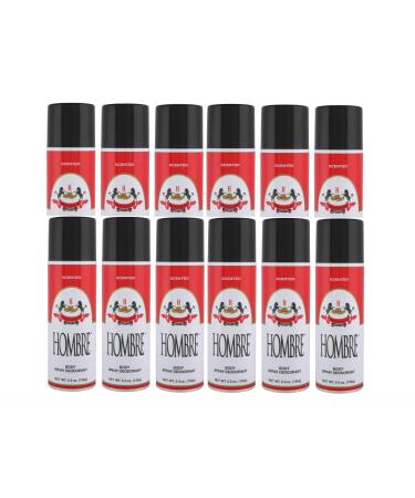 Hombre Red Deodorant Body Spray Classic for Men 5.5oz-156g (12 Pack) 5.5 Ounce (Pack of 12)