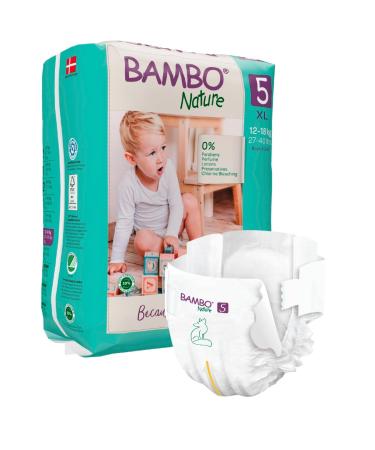 Bambo Nature Premium Eco Nappies Eco-Friendly Sustainable Nappies Enhanced Leakage Protection Secure & Comfortable Baby Nappies Secure & Comfortable- Size 5 Nappies (27-40lb/12-18kg) Junior 22PK