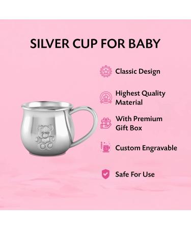 Krysaliis Silver Plated Teddy Embossed Cup - Engravable Keepsake Gift in Premium Box - Buy Online on GoSupps.com