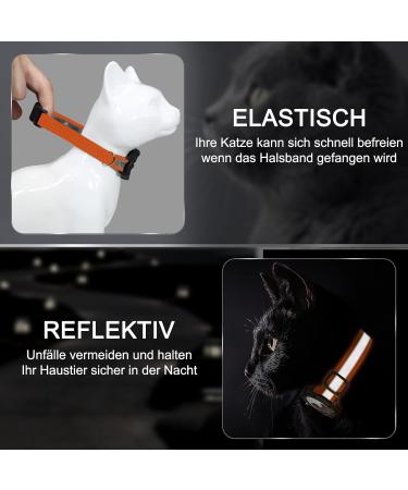 Reflective Airtag Cat Neck Band - Jiarui GPS Collar for Cats & Puppies 9-13 inch - Adjustable with Bell - Orange - Buy Online on GoSupps.com