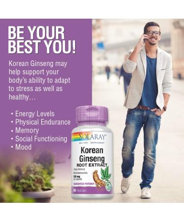 Solaray Korean Ginseng Root Extract 535 mg - 60 Veg Capsules | Boost Energy & Wellness - Buy Online on GoSupps.com