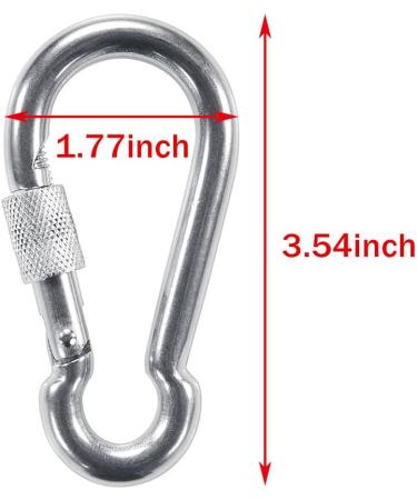PROND Heavy Duty 316 Stainless Steel Screw Lock Carabiner Hooks - Silver (2PCS) - Buy Online on GoSupps.com