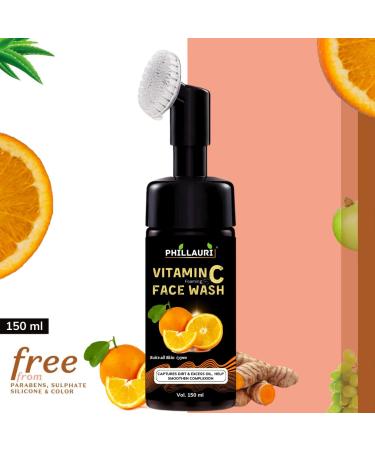 Brightening Vitamin C Foaming Face Wash with Brush | Deep Cleansing for All Skin Types | Unisex Face Wash for Radiant Skin - Buy Online on GoSupps.com