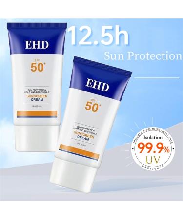 EHD Sunscreen Sunscreen for Face Spf 50 EHD Sunscreen Cream Sunscreen Spf 50 for Face Natural Sunscreen for Face Women Fast Absorption & No Sticky Feeling (2Pcs) - Buy Online on GoSupps.com