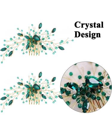 Emerald Green Crystal Hair Vine Wedding Hair Accessory Rhinestone Hair Piece for Bride Bridesmaid Girls - Buy Online on GoSupps.com