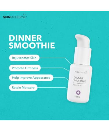 SKIN MODERNE++ Dinner Smoothie Night Cream - Hydrating & Moisturizing Vegan Formula with Hyaluronic Acid for Youthful Skin - 50ml - Buy Online on GoSupps.com