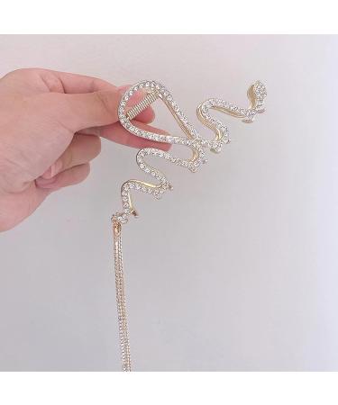 Agirlvct Gold Rhinestone Hair Claw Clip - Strong Hold Metal Hair Barrette for Women Girls - Glamorous Tassel Design - Perfect Gift for Birthday or Mother's Day - Buy Online on GoSupps.com