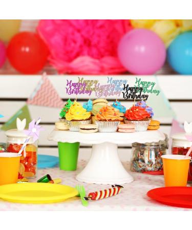 Donoter 24 Pcs Happy Birthday Cupcake Toppers Cake Picks for Birthday Party Decoration Supplies 6 Colors Multicolor - Buy Online on GoSupps.com