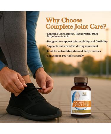 Complete Joint Care Supplement | Glucosamine HCl Chondroitin MSM Boswellia & Ginger | Supports Joint Mobility Flexibility | 100 Tablets - Buy Online on GoSupps.com