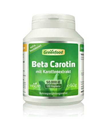 Beta carotene 50 000 I.E. (30 mg) 120 vegi capsules high dose - preliminary stage of vitamin A (eyes skin protection).Vegan.120 pieces (1 Pack) - Buy Online on GoSupps.com