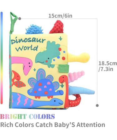 Dinosaur World Baby Cloth Book with 3D Tails | Soft Crinkle Activity Book for Early Education and Intelligence Development | Suitable for Babies 0-12 Months - Buy Online on GoSupps.com
