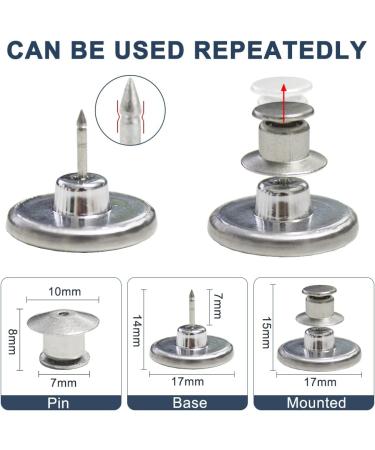 16-Piece Jean Buttons Set for Loose Jeans | No Sew, No Tools Needed | Instant Snap Tack Replacement | Reusable & Adjustable Metal Pants Button | Silver - Buy Online on GoSupps.com