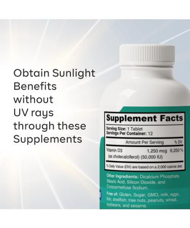 PrimeVits High Potency Vitamin d3 50000 iu - Essential for Bone Muscle and Immune Health - (12 Tablet) - Buy Online on GoSupps.com