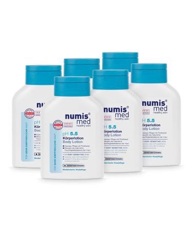 numis med Moisturizing Lotion ph 5.5 - soothing body lotion for very sensitive and delicate skin - vegan free from silicones, parabens and mineral oil - milk (6x 200ml)
