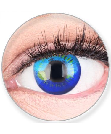 Colored Blue Contact Lenses Anime Blue Circle Lenses Heroes Of Cosplay High Coverage No Prescription with Free Lens Case