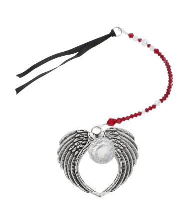 Hohopeti Crystal Pendant Window Decor Retro Home Decor Christmas Zinc Alloy Pendant Commemorate Tree Pendant 39x6.5cm Dark Red
