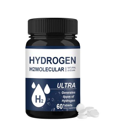 Hydrogen Water Tablets Dietary Supplement | 60 H2 Tablets for Brain Health Antioxidant Support & Cellular Energy | Non-GMO Vegan Gluten Free | Hydrogen-Rich Water Enhancer