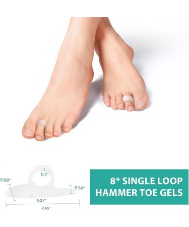 Welnove Hammer Toe Straightener & Corrector for Women - 8 Pcs Cushions for Bent Crooked & Claw Toes - Soft Clear One Loop Design - Buy Online on GoSupps.com