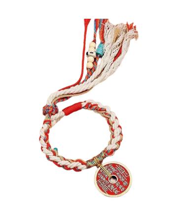 Oralgo's unique bracelet in an ethnic style with coin striking coin strap in an ethnic style beautiful hand -woven hand cord jewelry
