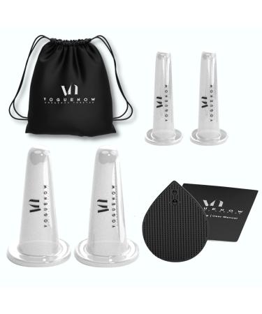 Facial Cupping Set | Silicone Cupping Set For Face And Neck for a Glowing Younger Skin, Anti Wrinkle & Skin Rejuvenation - 4 Cups + Free Exfoliating Brush 5 Piece Set