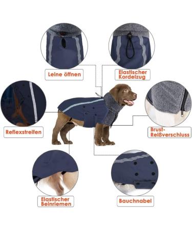 Buy Slowton Winter Coat for Dogs | Warm Polar Fleece Waterproof Adjustable Soft Vest for All Sizes | Navy Blue Dog Jacket - Buy Online on GoSupps.com