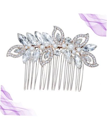 Ipetboom Silver Hair Clip Pearl Hair Comb Gold Headpiece Wedding Hair Combs Bridal Headdress Bridal Comb Wedding Hair Accessory Hair Combs for Pearl Hair Barrettes Bride Rose Accessories - Buy Online on GoSupps.com