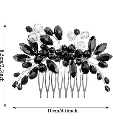 Black Crystal Bridal Hair Comb - Wedding Rhinestone Side Clip for Bride Prom Girl - Handmade Fashion Accessory - Buy Online on GoSupps.com