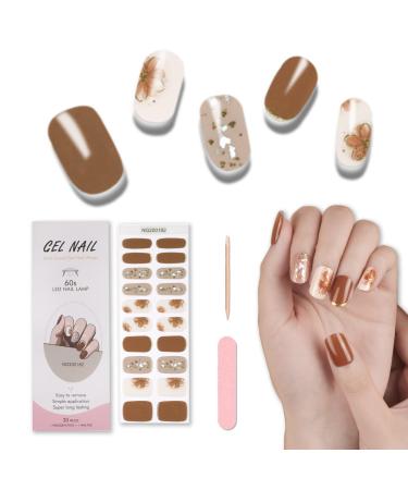 Semi Cured Gel Nail Strips 20 Pcs Gel Nail Polish Wraps Sticker for Salon-Quality Manicure Set Long Lasting Easy to Apply & Remove with Nail File & Wooden Cuticle Stick(Autumn) - Buy Online on GoSupps.com