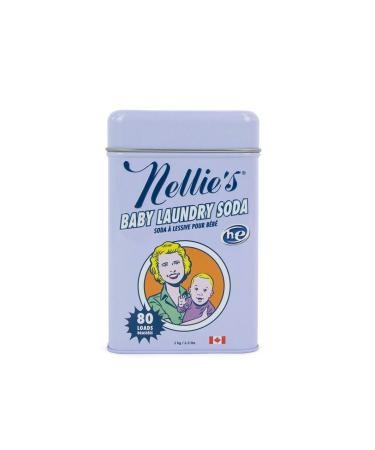 Nellie's All Natural Baby Powder Laundry Detergent Tin (80 Loads) Safe For Infants Sensitive Skin, Non-Toxic - 2.2 Pounds