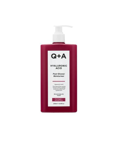 Q+A Hyaluronic Acid Post-Shower Moisturiser  blend of nourishing Avocado and Hazelnut Oils  plus Hyaluronic Acid and Prebiotics to hydrate and replenish the skin  250ml