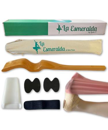 La Esmeralda Ballet Professional Wooden Pine Foot Stretchers Set for Dancers, Elastic Stretch Band, Two Pads, Leg Strap, Carry Bag and Gift Box. Wooden wood color Foot Stretcher set with a carry bag and Gift box