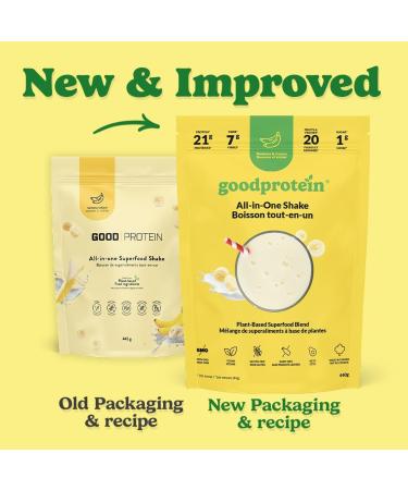 Good Protein Vegan Plant-based Protein Powder 100% Natural Non-GMO Dairy-free Gluten-free Soy-free No Added Sugar and Nothing Artificial. Bananas & Cream All-in-One Shake 440 grams Bananas & Cream 440 g - Buy Online on GoSupps.com