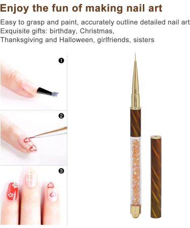 Manicure Liner Pen Nail Rhinestone Picker Dotting Pen Nail Art DIY Decoration Tool for Household Nail Shop (Orange stripes (middle pull cord)) - Buy Online on GoSupps.com