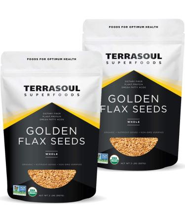 Terrasoul Superfoods Organic Golden Flax Seeds, 4 Lbs (2 Pack) - Fiber | Protein | Omega Fats Organic Golden Flax Seeds 4 Pound (Pack of 2)