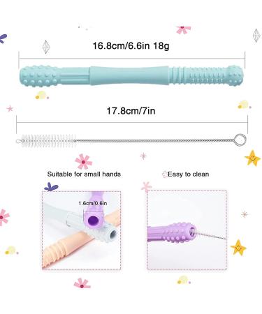 Buy Silicone Bite Ring & Tube for Babies | Soft Sensory Teething Toys with Cleaning Brush - International Shipping - Buy Online on GoSupps.com