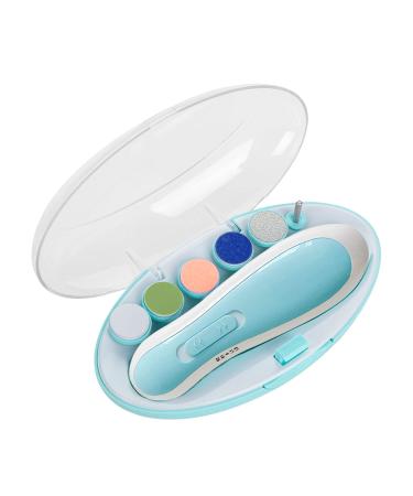 Cam2 baby nail file electrical baby nail clipper nail file electrical nail trimmer manicure set nail file clipper electric 6 interchangeable grinding heads (blue)