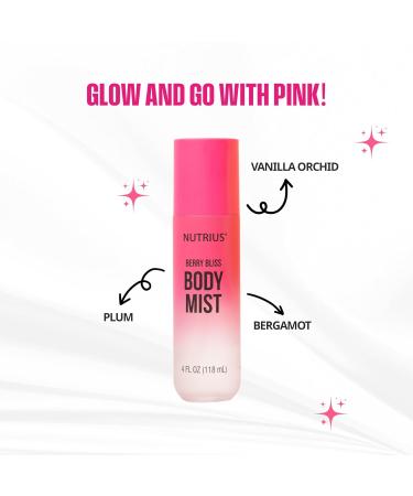 Nutrius Body Mist - Berry Bliss 4 FL OZ - Refreshing and Hydrating Daily Fragrance - Buy Online on GoSupps.com