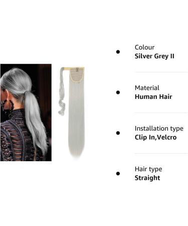 SILK-CO 26 Silver Grey Wrap Around Pony Tail Hair Extension - 26 Straight Synthetic Hairpiece for Women - Buy Online on GoSupps.com