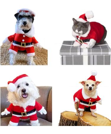 Delifur Pet Christmas Santa Claus Suit with Cap - Dog/Cat Xmas Costume Party Suit (Red, Size S) - Warm Hoodie for Winter - Buy Online on GoSupps.com