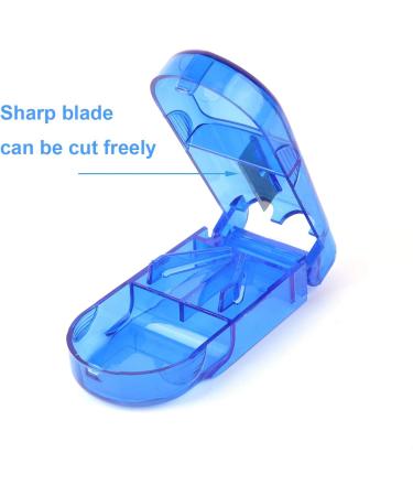 Portable Travel Pill Cutter - Small Pill Splitter with Blade Guard for Safety - Stainless Steel Blade for Cutting Pills, Tablets, Vitamins (Blue, 2 PCS) - Buy Online on GoSupps.com