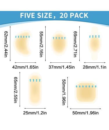 Gel Blister Bandages for Feet - 20ct Hydrocolloid Waterproof Cushions for Heel Toe & Foot Relief - Buy Online on GoSupps.com