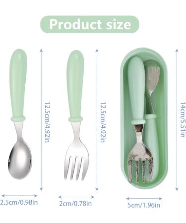 Colexy Toddler Cutlery Set - Stainless Steel Baby Fork and Spoon with Storage Box for Self Feeding | Toddler Utensils Spoon and Fork Tableware Set (Pink+Green) - Buy Online on GoSupps.com