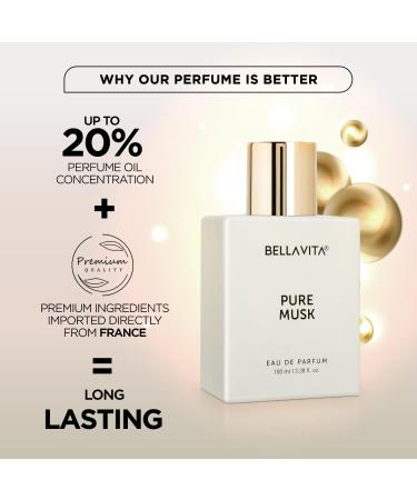 BELLA'VITA Pure Musk Eau De Parfum Perfume with Lily of the Valley Sandalwood and Tonka|Premium Long Lasting Woody Floral Fragrance for Men & Women 100 ML - Buy Online on GoSupps.com
