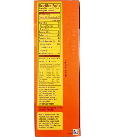 5-Pack Metamucil Fiber Thins Cinnamon - 12ct, 0.77oz per Pack - Buy Online on GoSupps.com